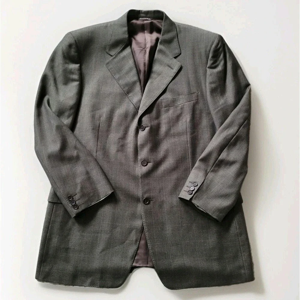 CANALI Luxury Pure Wool Plaid Sport Coat Blazer Super 120s 44R USA Made In Italy